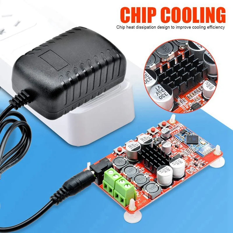 TDA7492P 50W 50W o Power Bluetooth Amplifier Board 2 Channel Wireless Digital Stereo Receiver AMP Board with Adapter and 1