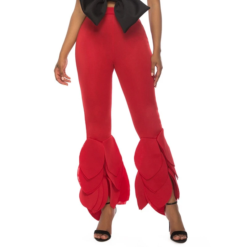 ruffle flare trousers