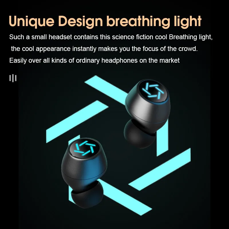 TWS Bluetooth Earphones Fashion Breathing Light 9D HiFI Stereo Wireless Headphone Display Sport Earbuds For Iphone Xiaomi Huawei