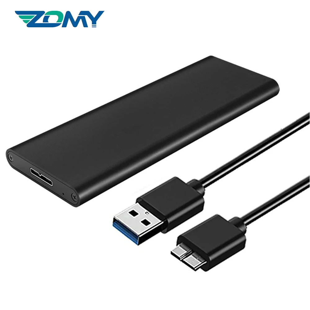 

Zomy M.2 NGFF SSD Case Portable Aluminum External Solid State Enclosure m.2 to USB 3.0 Hard Disk Box Adapter for 2230 2242 2260