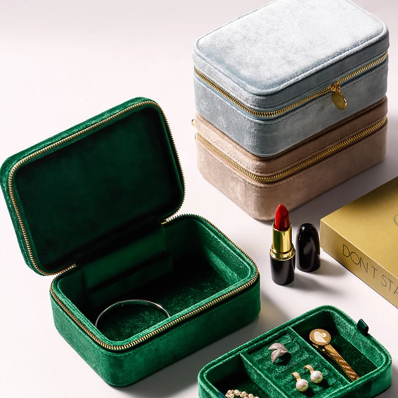 

3 Colors Available Flannel Ring Box Organizer Travel Romantic Velvet Necklace Bracelet Jewelry Arch Earrings Packaging Case