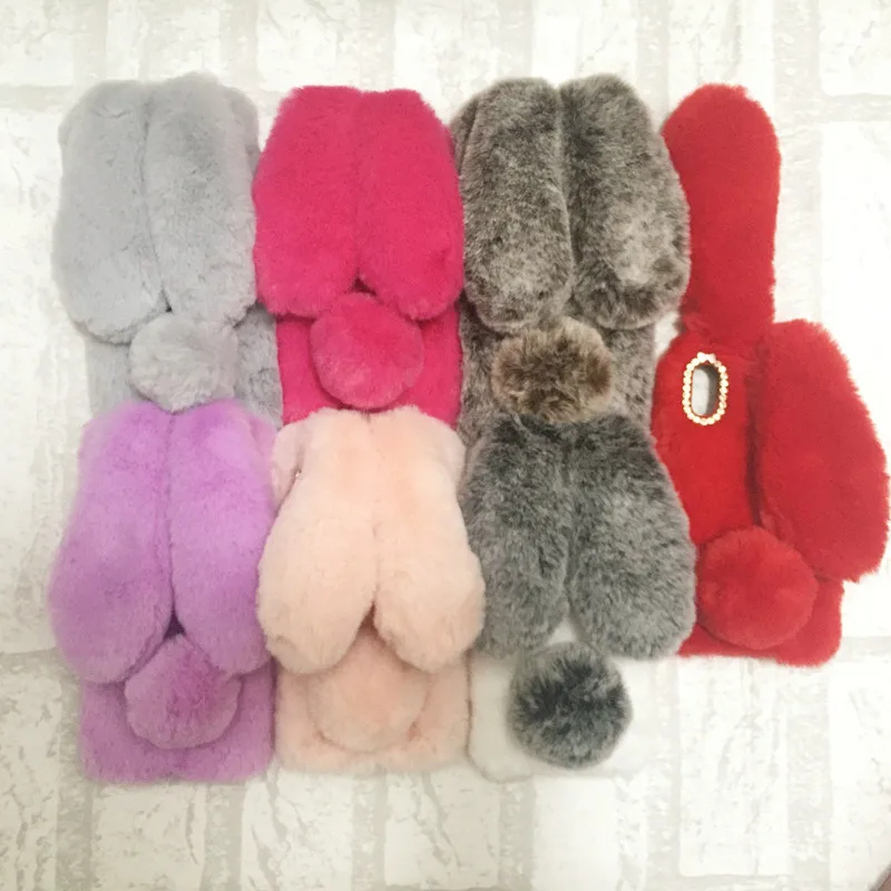 Чехол из кроличьего меха для Vivo Y91 Y93 Y95 Y97 Y81 Y83 Y85 Y66 Y67 Y65 Y71 Y73 Y75 Y79 V7 Plus V9 V5 Lite теплый