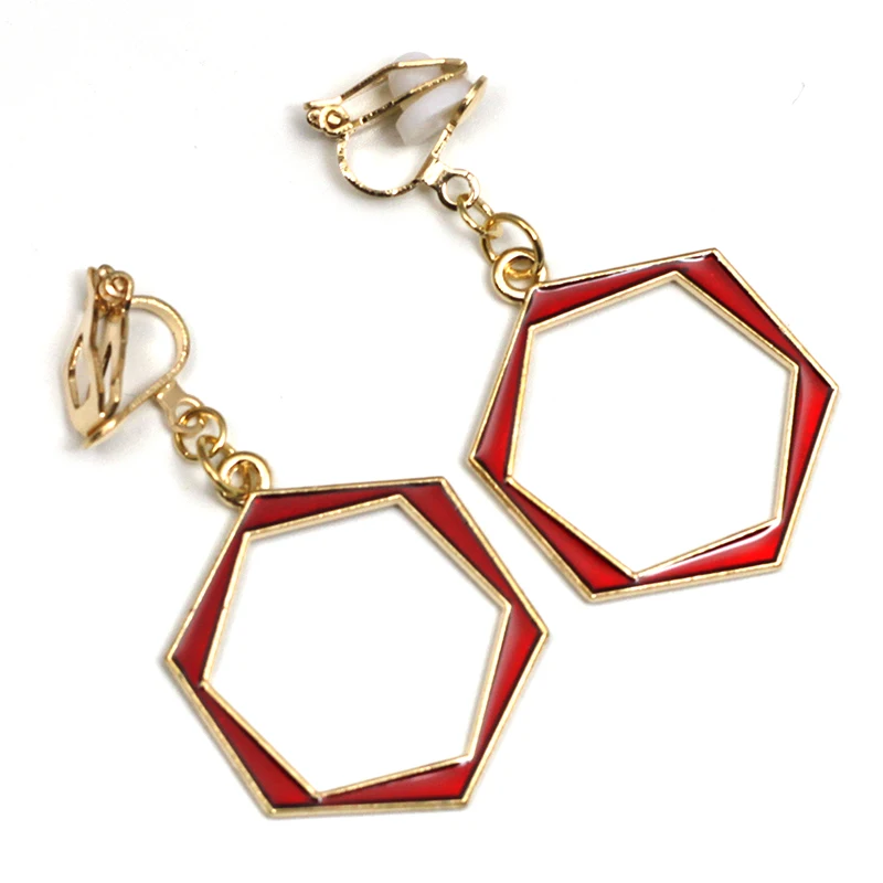 Красные шестигранные Клипсы Серьги без отверстий клипсы для ушей геометрические серьги без пирсинга ушные манжеты серьга в стиле «минимализм» CE404