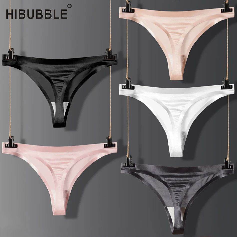 Hibubble, сексуальные женские трусики, шелковые бесшовные трусики с низкой посадкой, стринги, женское нижнее белье, Majtki Damskie Tanga