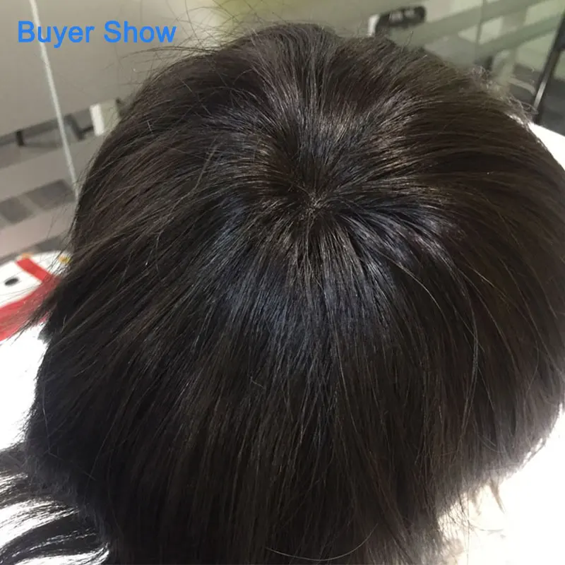 SEGO 8"x10" 6Inch Straight Mono&PU&Lace Men Toupee Pure Color Human Hair Durable Hairpieces Replacement System Remy Toupee