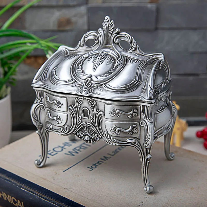 Creative European-style retro tall jewelry storage box Exquisite Princess wedding birthday gift jewelry box