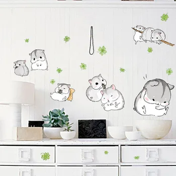 

Cute Hamster Wall Stickers Kids Nursery Children Room Cartoon Kawaii Murals Lovely Anime rat Wallpaper Home Decor Hot Sale New
