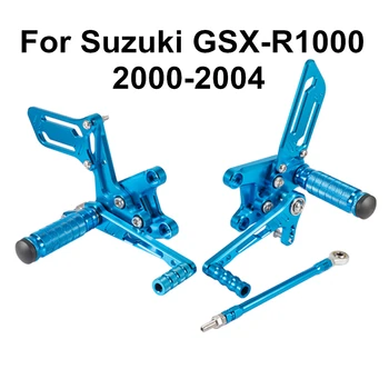 

Blue Motorcycle CNC Adjustable Rider Rear Sets Rearset Footrest Foot Pegs For Suzuki GSX-R1000 GSXR1000 GSXR 2000-2004 D40