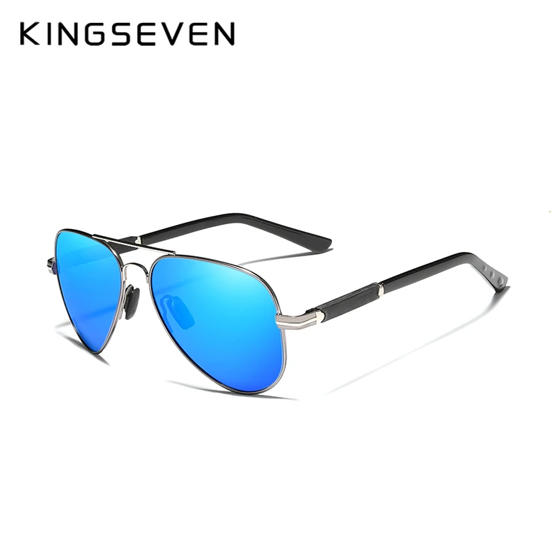 KINGSEVEN, фотохромные солнцезащитные очки, мужские поляризованные солнцезащитные очки, мужские Сменные линзы, цветные очки, очки для вождения - Цвет линз: Silver Blue