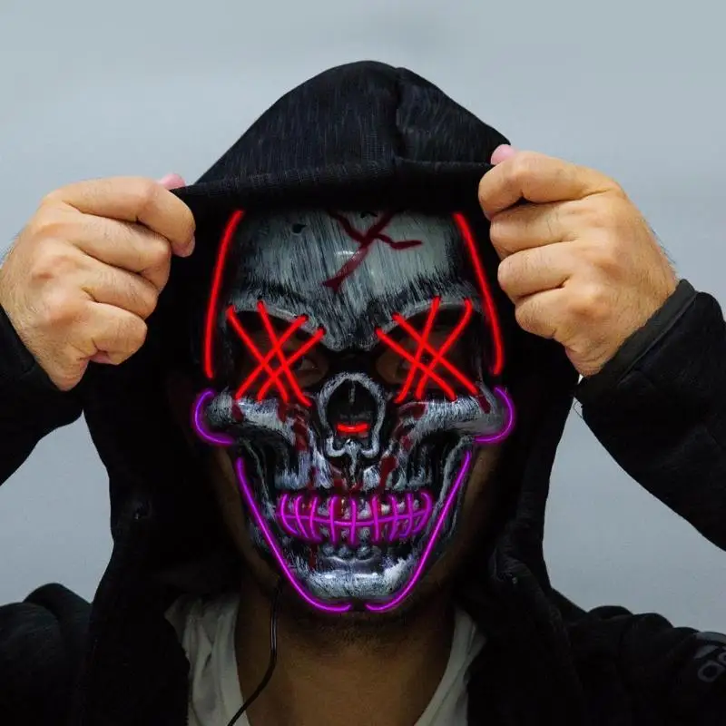 Классический Хэллоуин Серебряный серый череп ударопрочный без деформации светодиодный светильник светящаяся маска праздничные вечерние украшения
