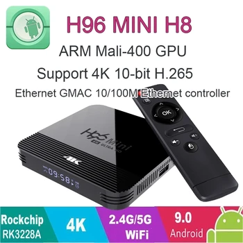

H96 Mini H8 Android9.0 TV Box RK3228A 4K Smart TV Box H.265 Wifi 2.4G/5G Google Player support Media Player Bluetooth 4.0 tv box