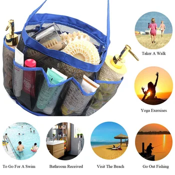 

Quick Dry Shower Tote Bag with 8 Mesh Storage Pockets Bath Toiletry Organizer Durable Handles fo Gym Trip Swimming THJ99