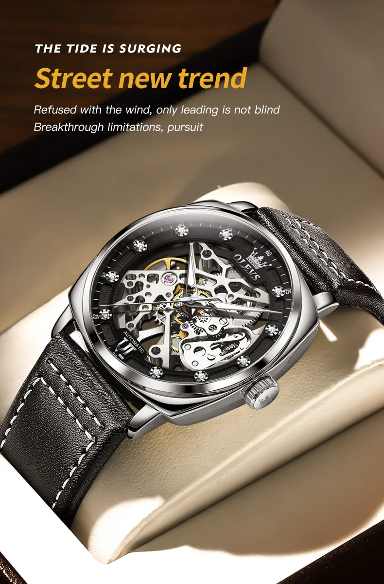 Top Brand Luxury Men's Watches Automatic Mechanical Watch Noctilucent Skeleton Sport Waterproof Watch For Men Relogio Masculino