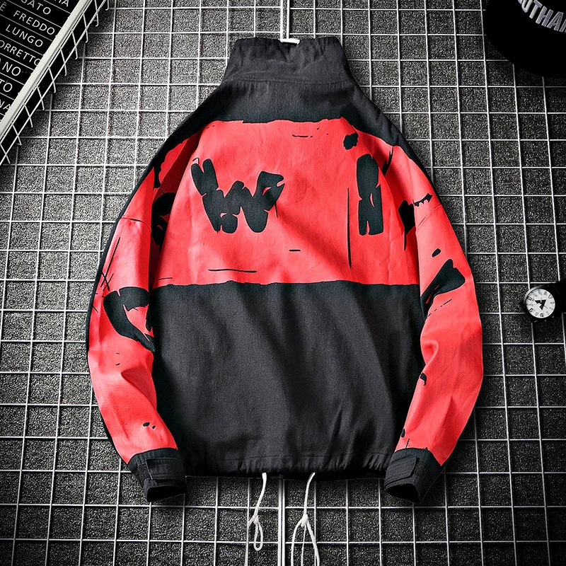 Поп свободные мужские s куртки High Street VogueJacket пальто модные красивые мужские лоскутные ветровки пуловер куртка пальто размер плюс мужской