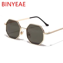 Ретро многоугольные солнцезащитные очки для женщин золотые черные маленькие металлические очки для вождения мужские трендовые очки UV400