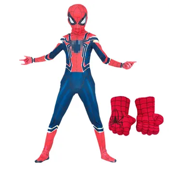 

New Child Movie Fantasy Superhero Spider Boy Anime Orgy Halloween Cosplay Costume Birthday Party Tights Dance Show and Gloves