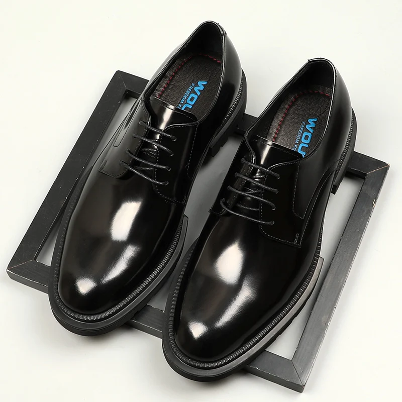 European style men's shoes business suit leather shoes men thick-soled cowhide laces wedding wear