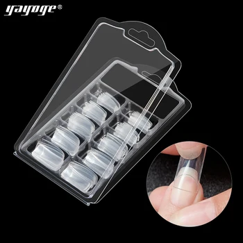Kaufen Yayoge Arylic Falsche Nail Tips Hälfte 100 Pcs Kurze Oval 10 Größen Transparent Farbe Malerei Salon Gefälschte Nail Maniküre Werkzeuge DIY