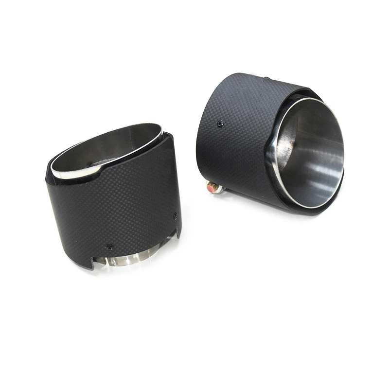 2pcs Exhaust Tip For Bmw X1 X2 20192020 Carbon Fiber Car Directly Plug Exhaust Pipe Tailpipe