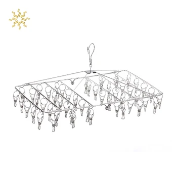 

Clothes Hanger Ordinary Clip Stainless Steel Bold 52 Clip Socks Rack Multi Clip Drying Rack Multifunctional Drying Rack