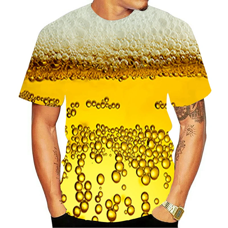 Футболка с короткими рукавами унисекс 3D принтом пива новый стиль 2020 | Мужская