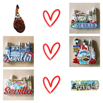 

Spain Madrid Barcelona Resin Refrigerator Magnet home decoration fridge magnet refrigerator magnets