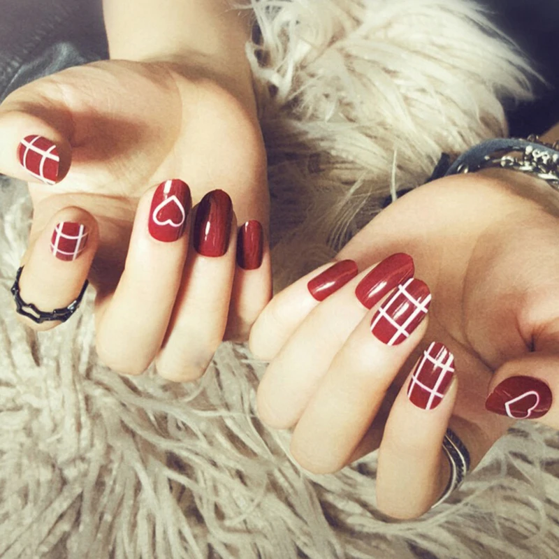 24Pcs/Set Multi Style Lady Nails Acrylic Full False Nail Tips Nail Art Fake Nails Tools