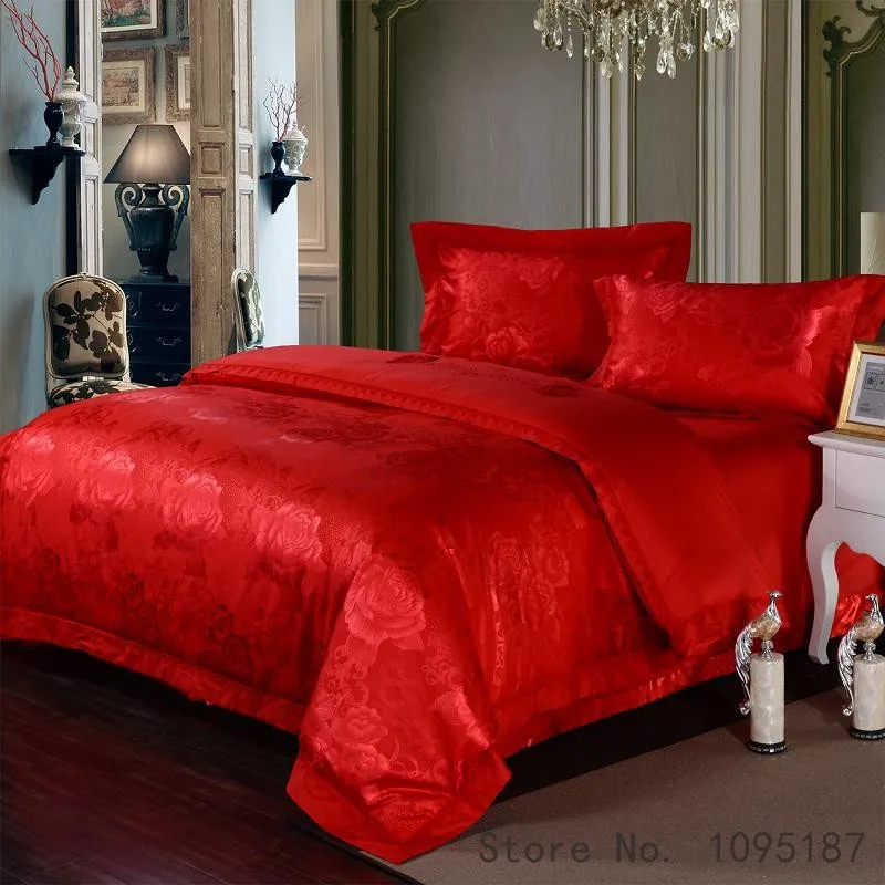 Постельное белье King size с вышивкой, жаккардовое постельное белье для свадьбы, хлопок, пододеяльник, простыня+ пододеяльник+ наволочка