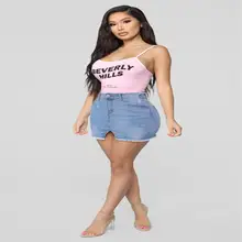 Уличная Женская Демин пэчворк с высокой талией выше колена юбка стиль Летняя женская кнопка летают прямые мини-юбки BS1054