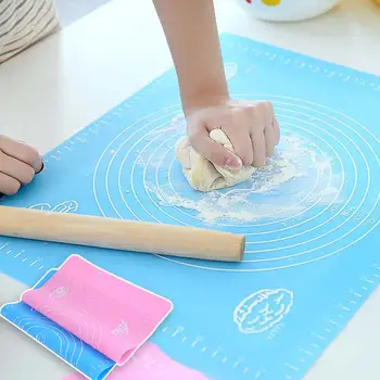 

HOT Silicone Baking Cake Dough Fondant Rolling Kneading Mat Baking Mat with Scale Cooking Plate Table Grill Pad Tools TI
