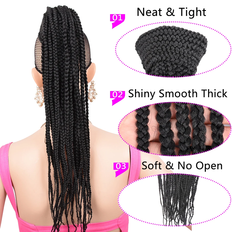 26 polegada caixa longa trançado cordão falso rabo de cavalo hairpiece  cabelo sintético rabo de cavalo peruca clip em extensão para preto -  AliExpress, image size:950x950