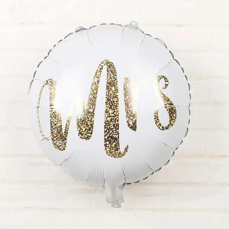 3 шт 18 дюймовые круглые белые золотые блестящие принты mr. & Mrs воздушные шары из