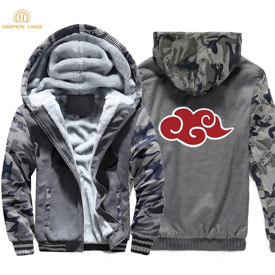 Японское аниме Наруто, Akatsuki, красное облако, мужские толстовки,, осень, зима, мужские толстые камуфляжные куртки, теплые флисовые мужские толстовки