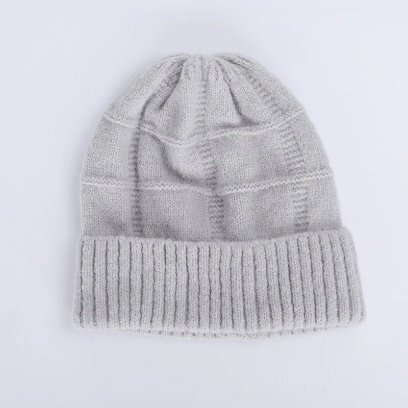 Light Gray Женская шапка, мешковатые шапки бини, зимние дамские шапочки, Женские однотонные вязаные повседневные теплые шапки Skullies, женские шапки на осень и зиму - Цвет: Light Gray