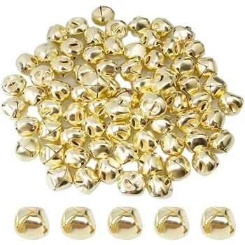 

100 Pieces Jingle Bells, 15mm Metal Jingle Bells Mini Craft Bells Beads for DIY Gold