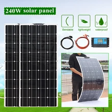 

120W 240W Solar Panel Kit Complete 12V USB With 10-20A Controller Solar Cells for Car Yacht RV Boat Moblie Phone Battery Charger