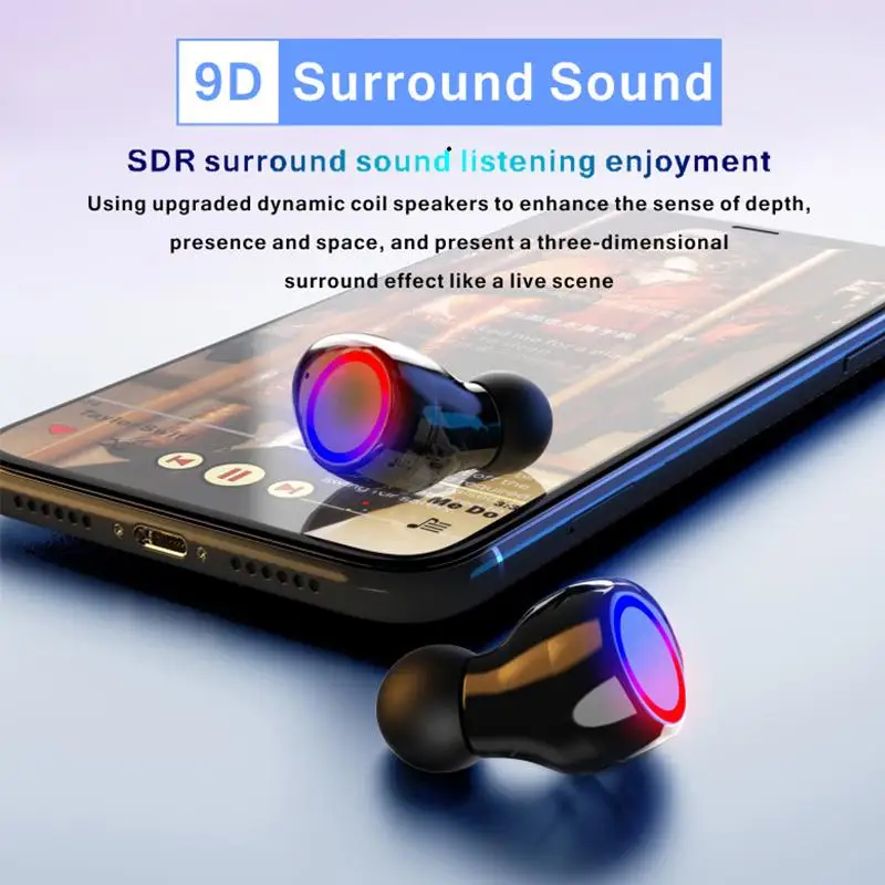 TWS Earphone Wireless Headphones with Microphone Sports Waterproof Bluetooth Headphones Touch Control Music Earbuds Headsets
