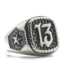 Мужские 316L нержавеющая сталь крутое серебро 13 звезда кольцо в стиле панк, готика новейшая