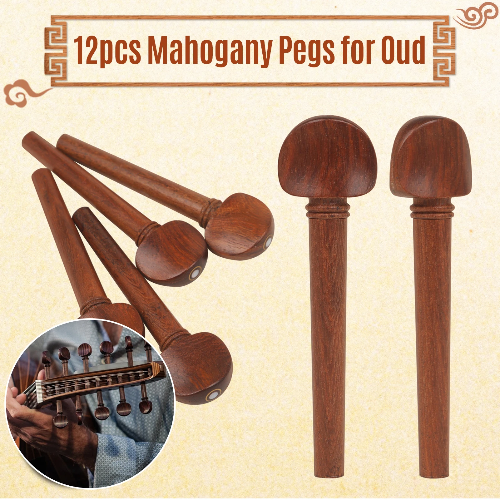 OUD Pegs Mahogany Pegs with Persian Eye Pegs Set for Oud 12pcs