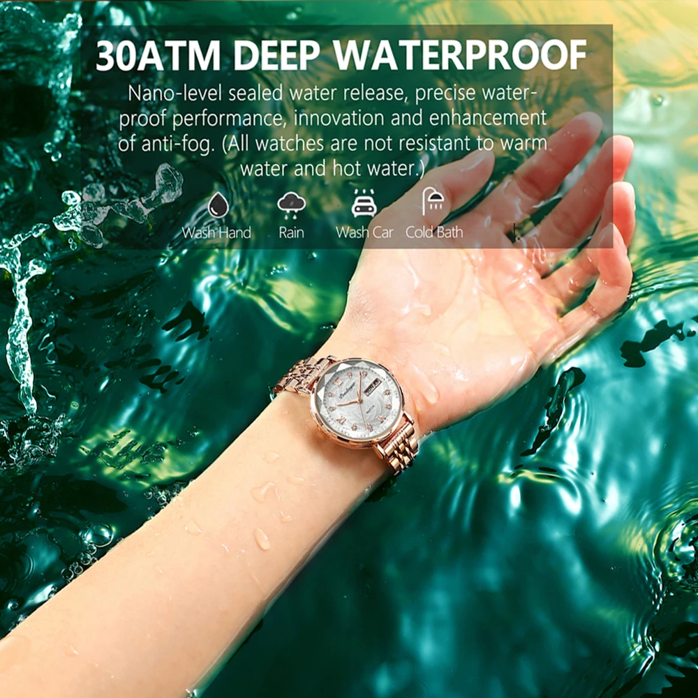 womens quartz watch Stainless Steel Mesh Waterproof Luminous