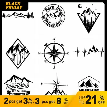 

Newest Carbon Sticker Compass And Mountains Car Stickers Cover Waterproof Scratch Sticker Accessories