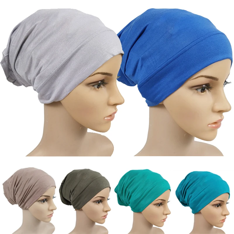 

Soft Modal Inner Hijab Caps Muslim Stretch Turban Cap Islamic Underscarf Bonnet Hat Women Headband Tube Cap Turbante Mujer