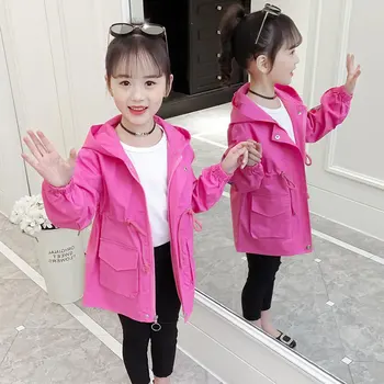 

Girls Flower Embroidery Coat Cotton Hooded Cardigan Jackets for 3-12years Kids Casual Students Chaqueta Sports Windbreakers