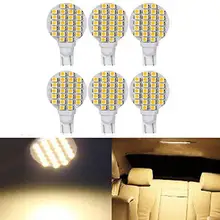 6x T10 клин 24-SMD 3528 12V высокой мощности светодиодный лампочка для лодки автомобиля свет теплый белый