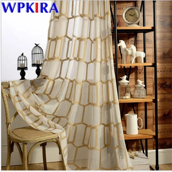 

Embroidery Tulle Curtains Window Blinds Drape For Living Room Voile Window Screen American Country Style Curtains X-AD505#30