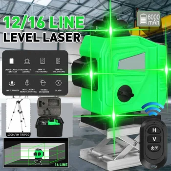 

Laser Level 12/16 Lines Auto Self-Leveling 360 Horizontal and Vertical Cross Super Powerful Green Laser Beam Line EU/US Plug