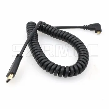 

Right Angled Micro HDMI to HDMI High Speed Coiled Cable for Tablet Canon Sony DSLR Camera ATOMOS Monitor
