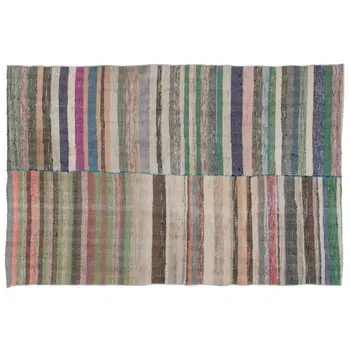 

Handmade Multicolor Vintage English Striped Rug Area Rug 147x224 Cm-4'10''X7'4''