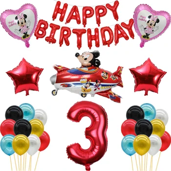 

39Pcs/ Boy Girl Birthday Balloons Mickey aircraft Party Decorations Number 1-9 year Baby shower helium pearl Latex Balloon Toys