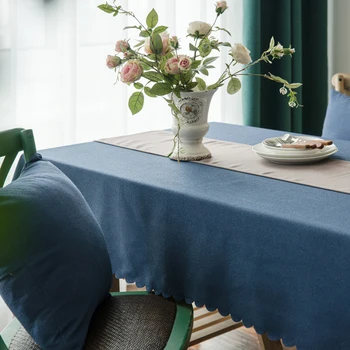 

solid color America style Dining Tablecloth Waterproof Oilproof Table Cloth Thick Rectangular gunny Tea Table Cover elegant